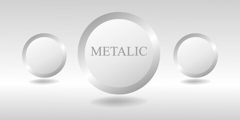 Round Label Vector Background With Shiny 3D Silver Effect