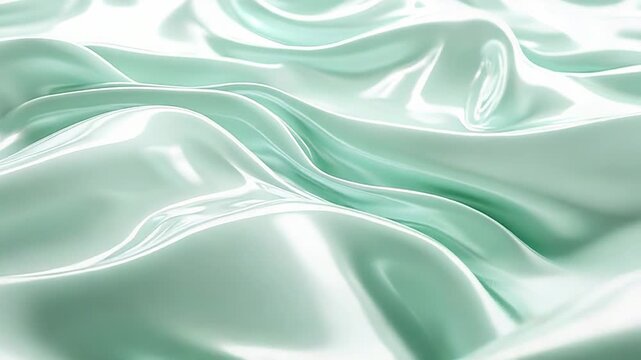 Mint green liquid satin fabric draping background
