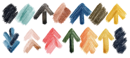 Brush line and stroke vector — color pencil marker crayon on transparent background