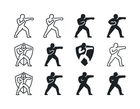 Combat Logo Icons. Body combat. Icon set. Set Logo of body comba