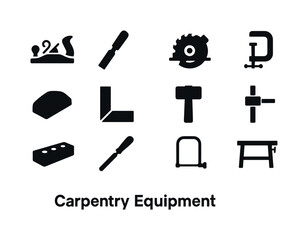 Fototapeta premium Carpentry Tools Icons. Carpentry Equipment. Solid icon set of Ca