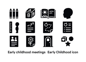 Early Childhood Icons. Early childhood meetings. Solid icon set