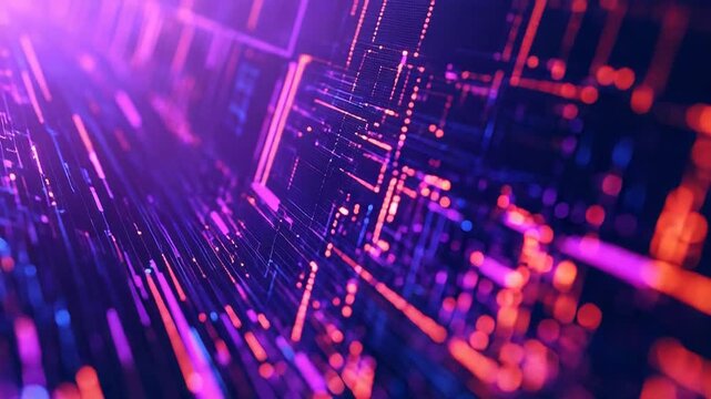 Digital information stream flowing through abstract data network