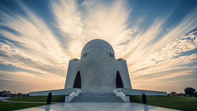 Quaid-e-Azam Mausoleum Under Radiant Cloudy Sky