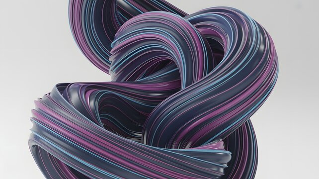 Swirling abstract sculpture with purple and blue stripes - Powered by Adobe