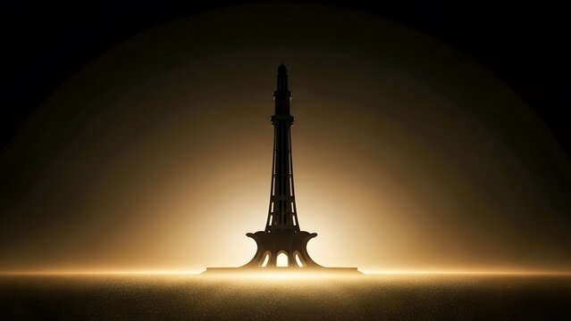 Minar-e-Pakistan with Crescent and Star Glow