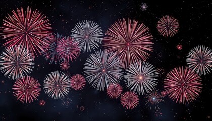 A dazzling display of celebratory bursts illuminating the night sky for any special occasion, from festivals to graduations