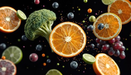 Vibrant Fresh Produce Bursting with Color for Health and Wellness Presentations, Menus, and Lifestyle Content