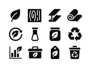 Eco-friendly Icons Set. Eco-friendly Materials. Solid icon set o