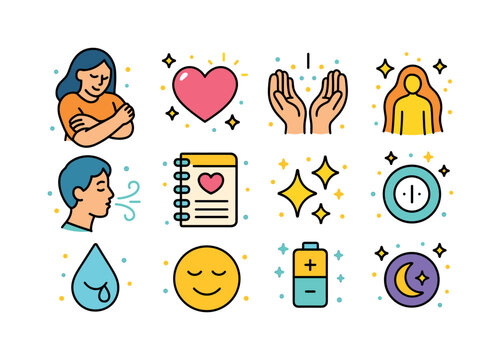 Inner Healing Icons. Inner healing. Colorful isometric vector ic