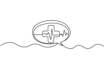 Cardiology heart rhythm continuous one line drawing outline illustration
