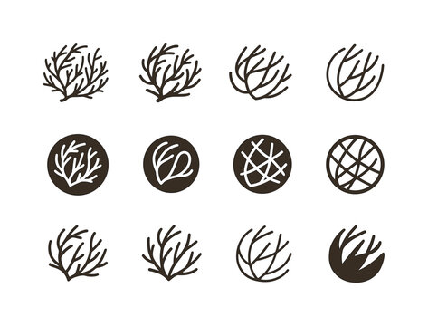 Tumbleweed Logo Variations. Dry. Icon set. Set Logo of dry: tumb
