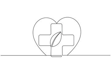 Heartbeat ecg heart continuous one line art isolated minimalist illustration
