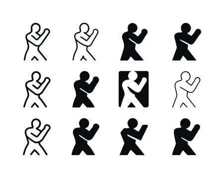 Combat Logo Icons. Body combat. Icon set. Set Logo of body comba