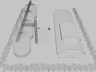 3D illustration of industrial project