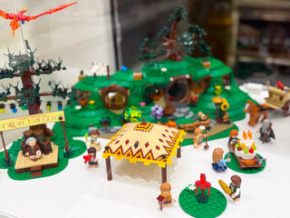 Naklejka premium Colorful lego fantasy village scene
