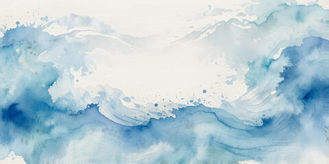 Watercolor surface ocean water wave, seamless blue water ocean wave background. Blue water ocean surfing wave.   © Vactor Viky