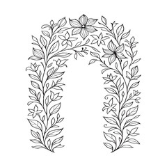 Elegant floral archway illustration with intricate details, perfect for decorative designs and elegant invitations