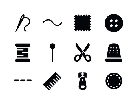 Minimal Sewing Icons. Minimal sewing icons. Solid icon set of mi