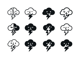 Obraz premium Weather Mood Logos. how weather affects mood. Icon set. Set Logo