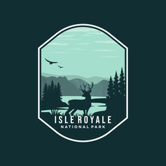 Illustration of Isle Royale National Park logo emblem design