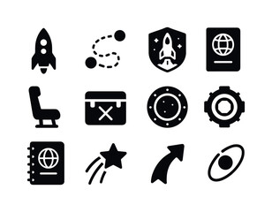 Obraz premium Space Travel Icons. Space travel. Solid icon set of space travel
