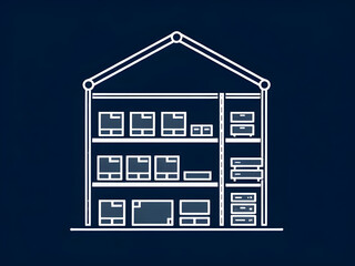 warehouse icon solid style, warehouse storage building icon, logistics supply warehouse symbol, industrial depot warehouse illustration, shipping storage center icon, inventory logistics warehouse ico