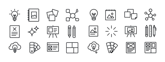 Minimalist icon set for creative design and organization