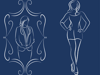 Simple Line Art of Business Women