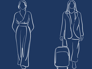 Continuous Line Art of Businesswomen