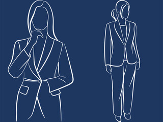 Businesswomen continuous line art