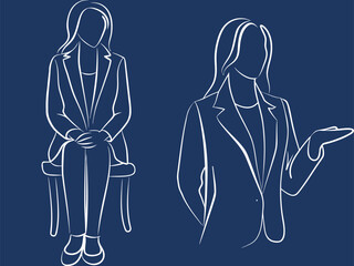 Continuous Line Business Women