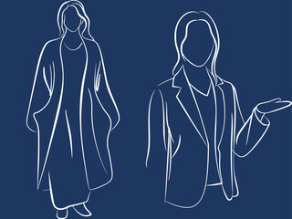 Continuous Line Art of Business Women