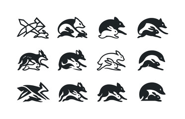 Wildlife Chase Logos. Wildlife Chasing. Icon set. Set Logo of Wi