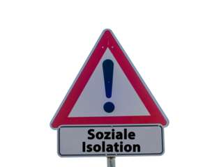 Soziale Isolation Schild freigestellt