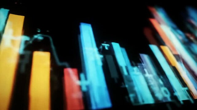 Stock chart data showing trend analysis on screen display for finance use