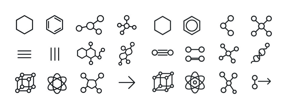 Collection of molecular and atomic structure symbols