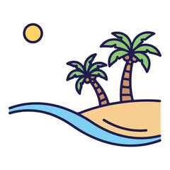 tropical island with palm trees