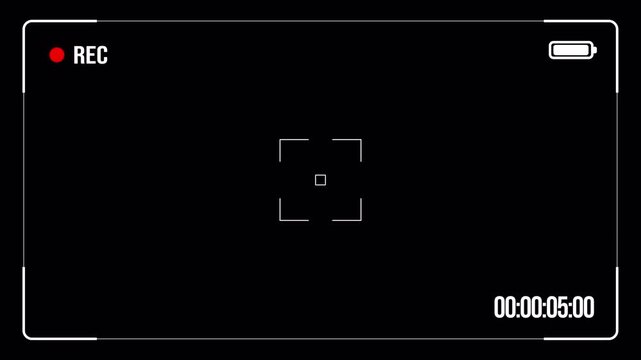 Recording camera Recorder Screen Overlay Interface HUD with Alpha Channel and Running Timecode 4k video animation seamless loop