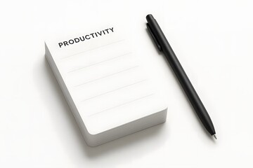 Naklejka premium Productivity Notepad and Pen Flat Lay for Business Planning & Time Management