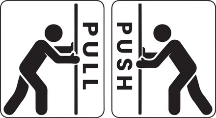 pull or push door signs. Vector push and pull icon sticker design concept. Vector Illustration 
