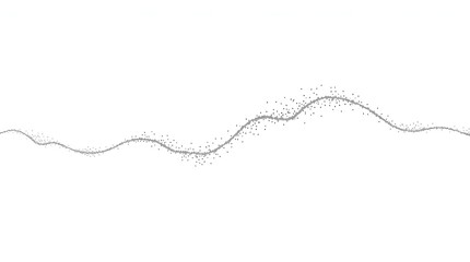 Densely packed dark charcoal particles forming a bold, ascending wave-like structure with high visual grain