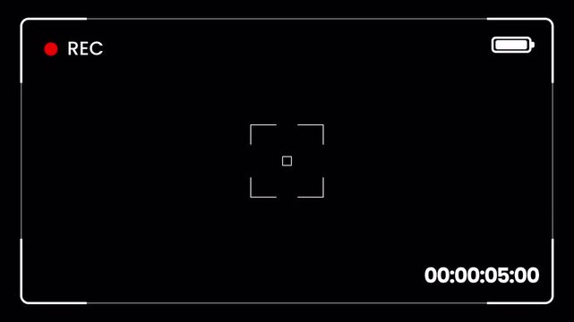 Minimalist Video camera Recorder Screen Overlay Interface HUD with Alpha Channel and Running Timecode 4k video animation seamless loop