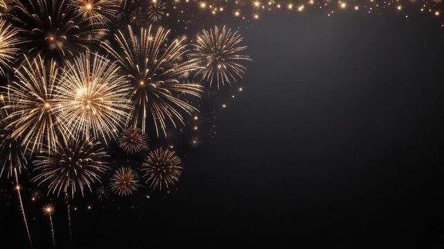 Fireworks display celebration with sound audio, Colorful Firework