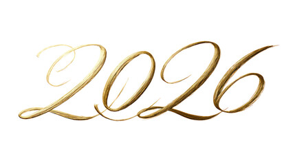 Thin elegant calligraphy-inspired 2026 typography isolated on transparent background