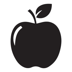 black apple vector illustration with a leaf showing a fresh, healthy, and natural fruit design icon