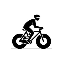 Simple black silhouette of a cyclist riding a bicycle icon.