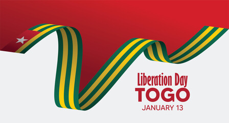 Togo Liberation Day illustration with flowing national ribbon celebrating freedom and independence