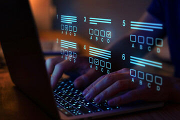 online exam or test, choose correct answer in quiz