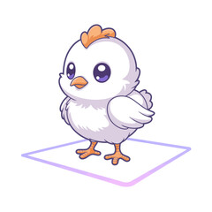 This playful and cute baby chick stands confidently with a charming expression, perfect for conveying innocence and cheerfulness in various design applications.